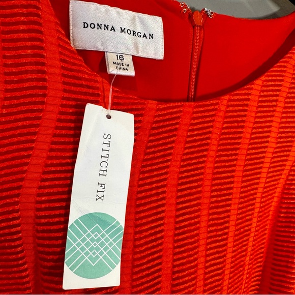 Donna Morgan “Hot Pepper” Textured Fit & Flare Dress Belted Size 16 NWT - Picture 5 of 13
